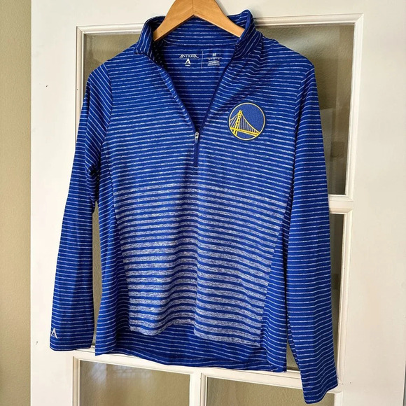 Golden State Warriors Antigua Quarter Zip Half Zip Long Sleeve Jacket Top - M - Picture 2 of 13
